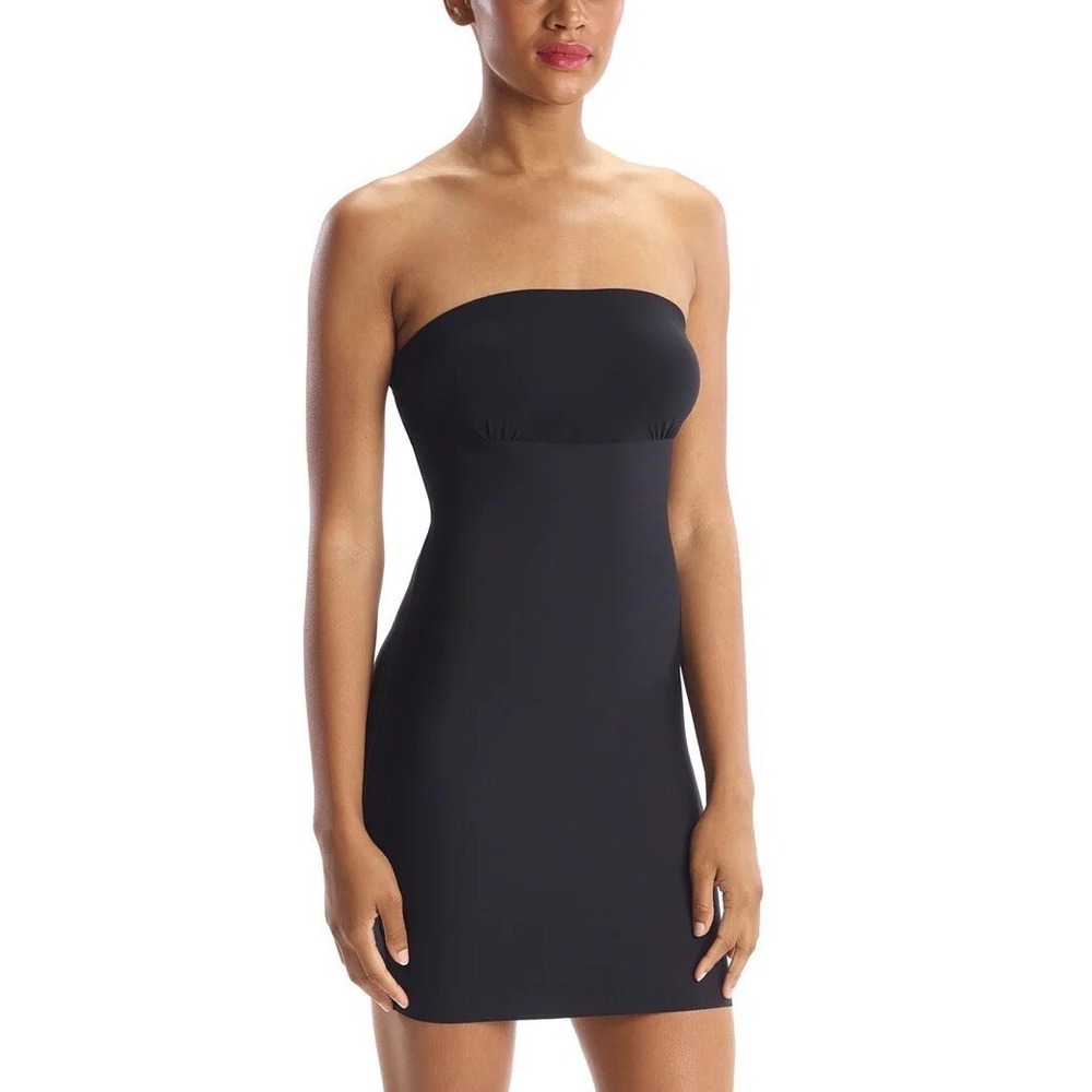 Commando Butter Strapless slip Mini Dress Black XL New Two-Faced Tech Control
